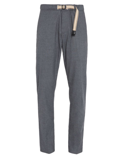 White Sand Men's Belted Mid-rise Trousers In Mid Grey