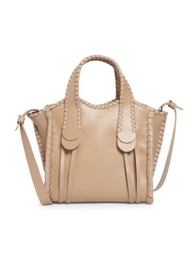 Chloé Women's Small Mony Leather Tote Bag In Argil Brown