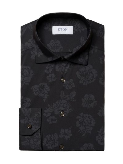 Eton Men's Slim-fit Floral Four-way Stretch Shirt In Black