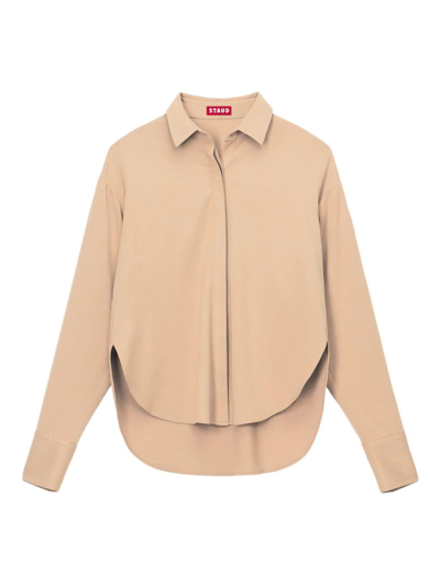 Staud Colton Oversized Button-front Shirt In Camel