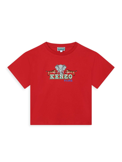 Kenzo Kids' Little Boy's & Boy's Digital Logo Crewneck T-shirt In Red