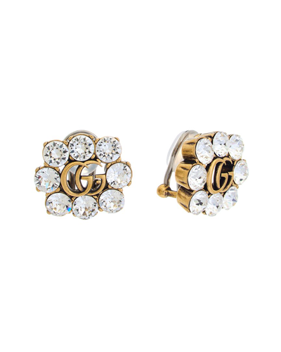 Gucci Crystal Double G Earrings In Gold