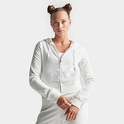 Juicy Couture Women's Og Big Bling Velour Zip-up Hoodie In Angel