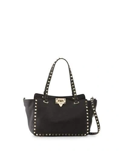 Valentino Garavani Rockstud Grain Small Tote Bag, Black