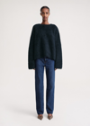 Totême Boxy Textured Alpaca Knit Sweater In Navy
