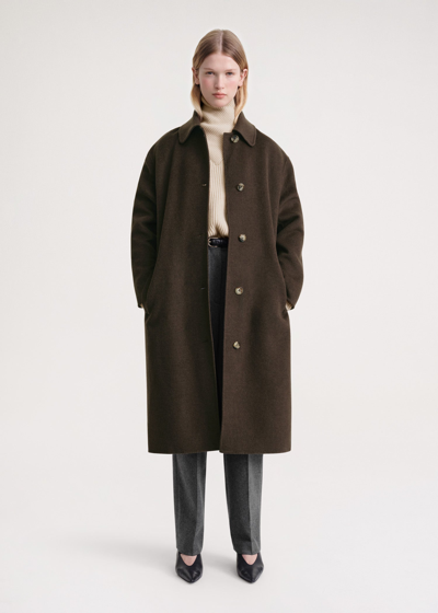 Totême Single-breasted Coat In Chocolate Melange