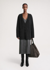 Totême Ribbed Wool Cardigan Charcoal Melange In Charcoal Melange