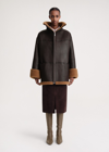 Totême Signature Shearling Jacket Chocolate In Chocolate