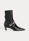 TOTÊME THE MID HEEL LEATHER BOOT BLACK CROCO