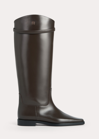 Totême Leather Riding Boots Coffee