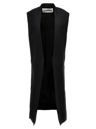 Jil Sander Two-material Long Vest In 1