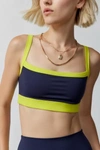 Splits59 Monah Rigor Sports Bra In Indigo + Chartreuse