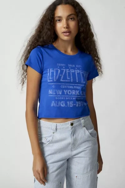 Urban Outfitters Led Zeppelin Concert Baby Tee In Blue
