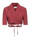 Vicolo Woman Blazer Brick Size S Viscose, Linen In Red