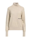 Hinnominate Woman Turtleneck Sand Size L Viscose, Polyester, Polyamide In Beige