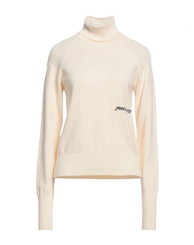 Hinnominate Woman Turtleneck Cream Size Xl Viscose, Polyester, Polyamide In White