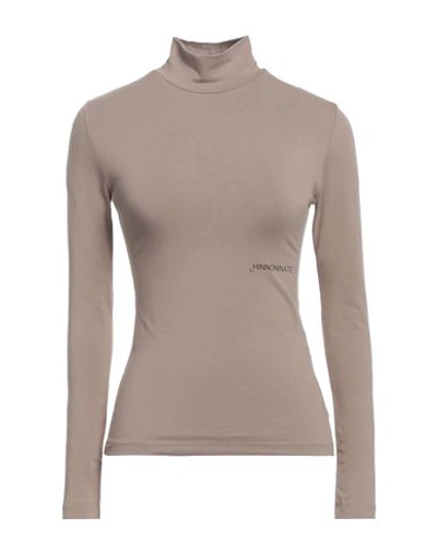 Hinnominate Woman T-shirt Light Brown Size L Cotton, Elastane In Beige