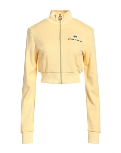 Chiara Ferragni Woman Sweatshirt Light Yellow Size M Cotton