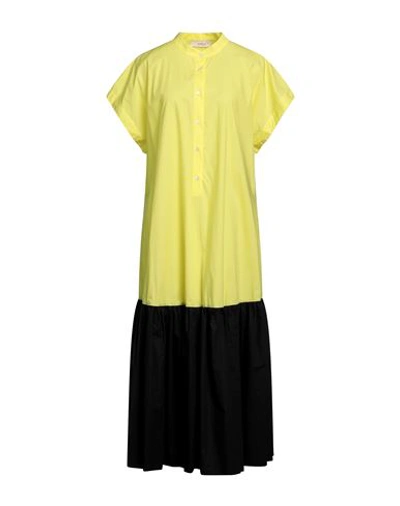 Jucca Woman Midi Dress Yellow Size 8 Cotton