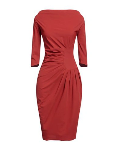 Chiara Boni La Petite Robe Woman Midi Dress Brick Red Size 4 Polyamide, Elastane