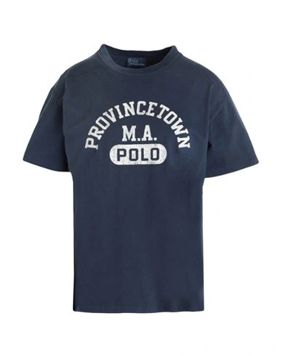 Polo Ralph Lauren Logo Graphic Cotton Jersey Tee Woman T-shirt Navy Blue Size Xl Cotton