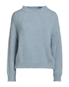 Roberto Collina Boxy Fit Crewneck Sweater In Light Blue Alpaca Wool In Blue
