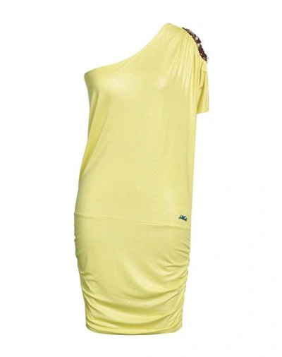 Met Jeans Woman Mini Dress Acid Green Size Xs Viscose, Elastane