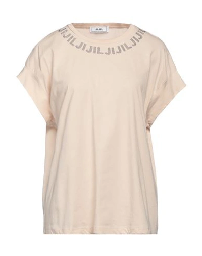 Jijil Woman T-shirt Beige Size 10 Cotton In Beige