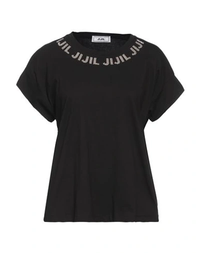 Jijil Woman T-shirt Black Size 6 Cotton In Black
