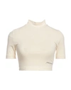 Hinnominate Woman T-shirt Cream Size L Cotton, Elastane In White