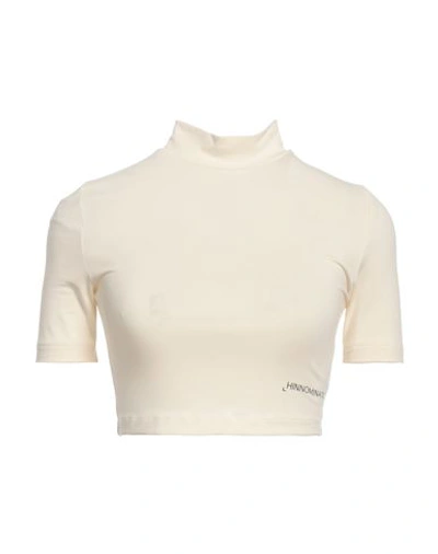 Hinnominate Woman T-shirt Cream Size L Cotton, Elastane In White
