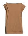 Alpha Studio Woman T-shirt Khaki Size 8 Cotton, Elastane In Beige