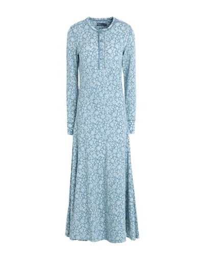 Polo Ralph Lauren Woman Midi Dress Pastel Blue Size Xl Cotton