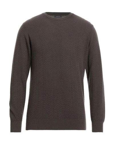 Rossopuro Man Sweater Dark Brown Size 5 Wool, Cashmere