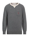 Brunello Cucinelli Man Sweater Lead Size S Cashmere In Grey