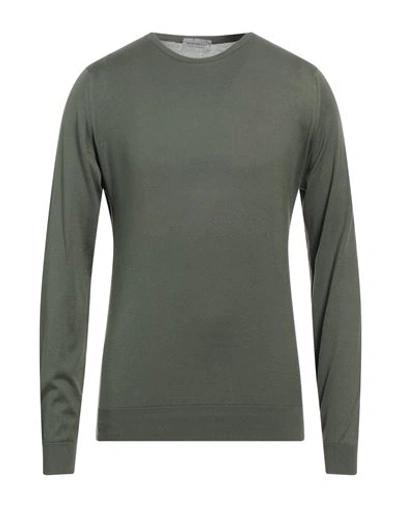 John Smedley Man Sweater Military Green Size Xl Cotton In Green