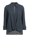 Elisabetta Franchi Woman Blouse Slate Blue Size 6 Viscose