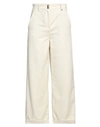 Happy25 Woman Pants Ivory Size 8 Polyester, Elastane In White