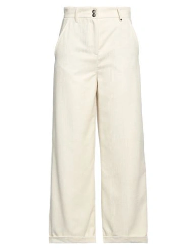 Happy25 Woman Pants Ivory Size 6 Polyester, Elastane In White