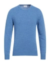 Scaglione Man Sweater Azure Size Xl Merino Wool In Blue