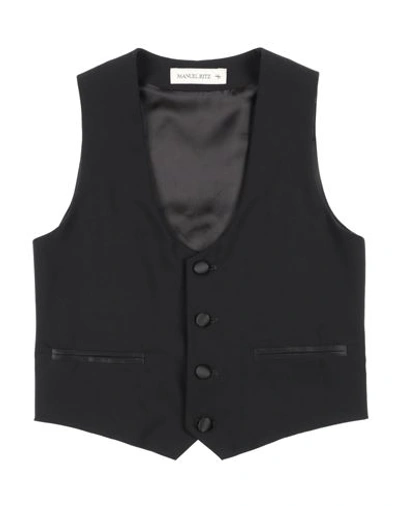 Manuel Ritz Babies'  Toddler Boy Tailored Vest Black Size 6 Polyester, Viscose, Elastane
