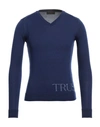 TRUSSARDI TRUSSARDI MAN SWEATER NAVY BLUE SIZE XS WOOL, VISCOSE