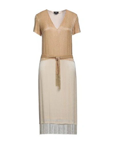 Elisabetta Franchi Woman Midi Dress Beige Size 10 Polyester
