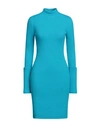Rabanne Woman Midi Dress Azure Size M Wool, Polyamide, Elastane In Blue