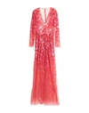 Elisabetta Franchi Woman Maxi Dress Coral Size 4 Polyamide, Glass, Viscose In Red
