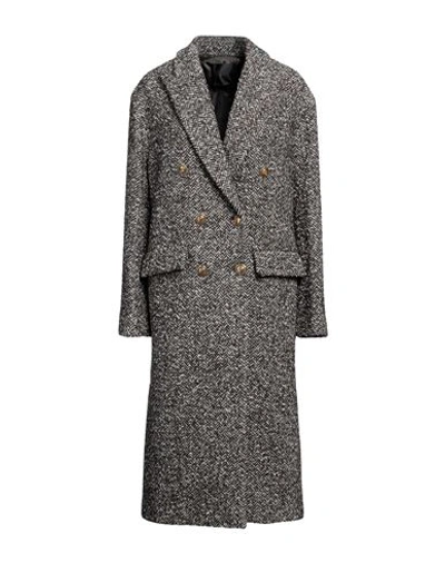 Pinko Woman Coat Dark Brown Size 8 Polyester, Cotton, Acrylic, Virgin Wool