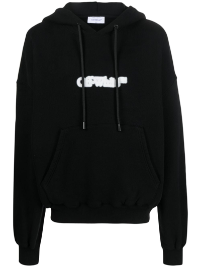 Off-white Logo-print Cotton Hoodie In Black