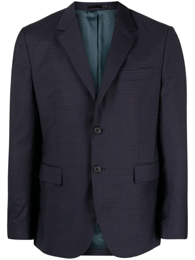 Paul Smith Checked Single-breasted Blazer In Blue