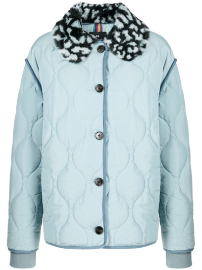 Ps By Paul Smith Button-down Quilted Jacket In Blue