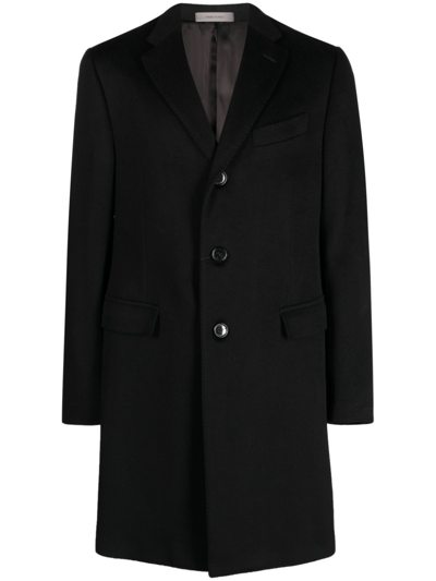 Corneliani Single-breasted Wool Coat In 黑色